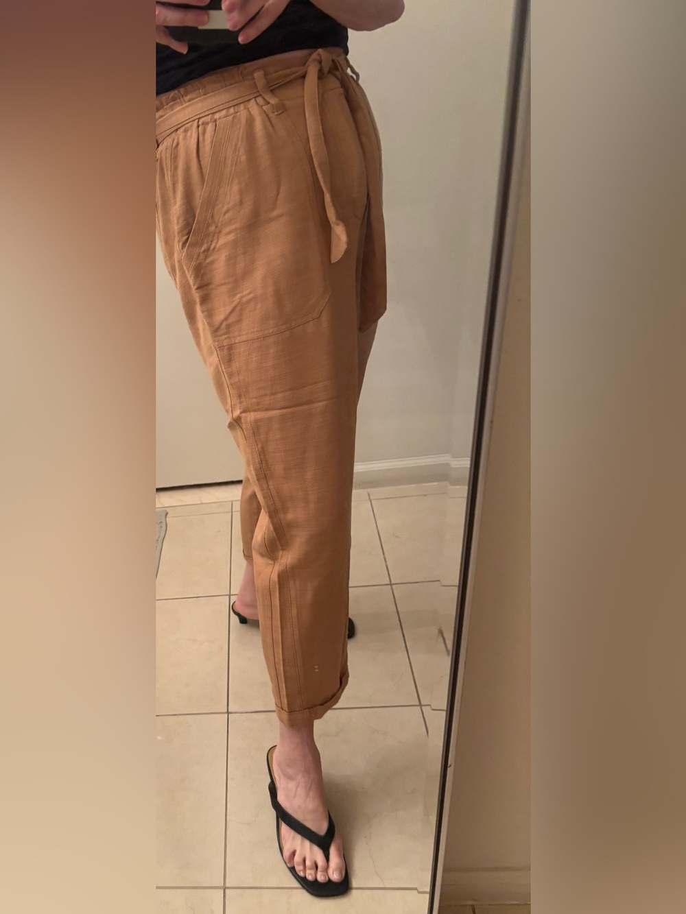 Democracy High-Rise Pants in Peach linen blend